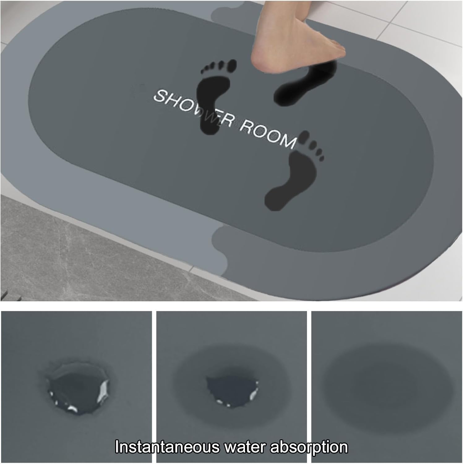 Luxuriate Bath Rug with Non-Slip Rubber Backing