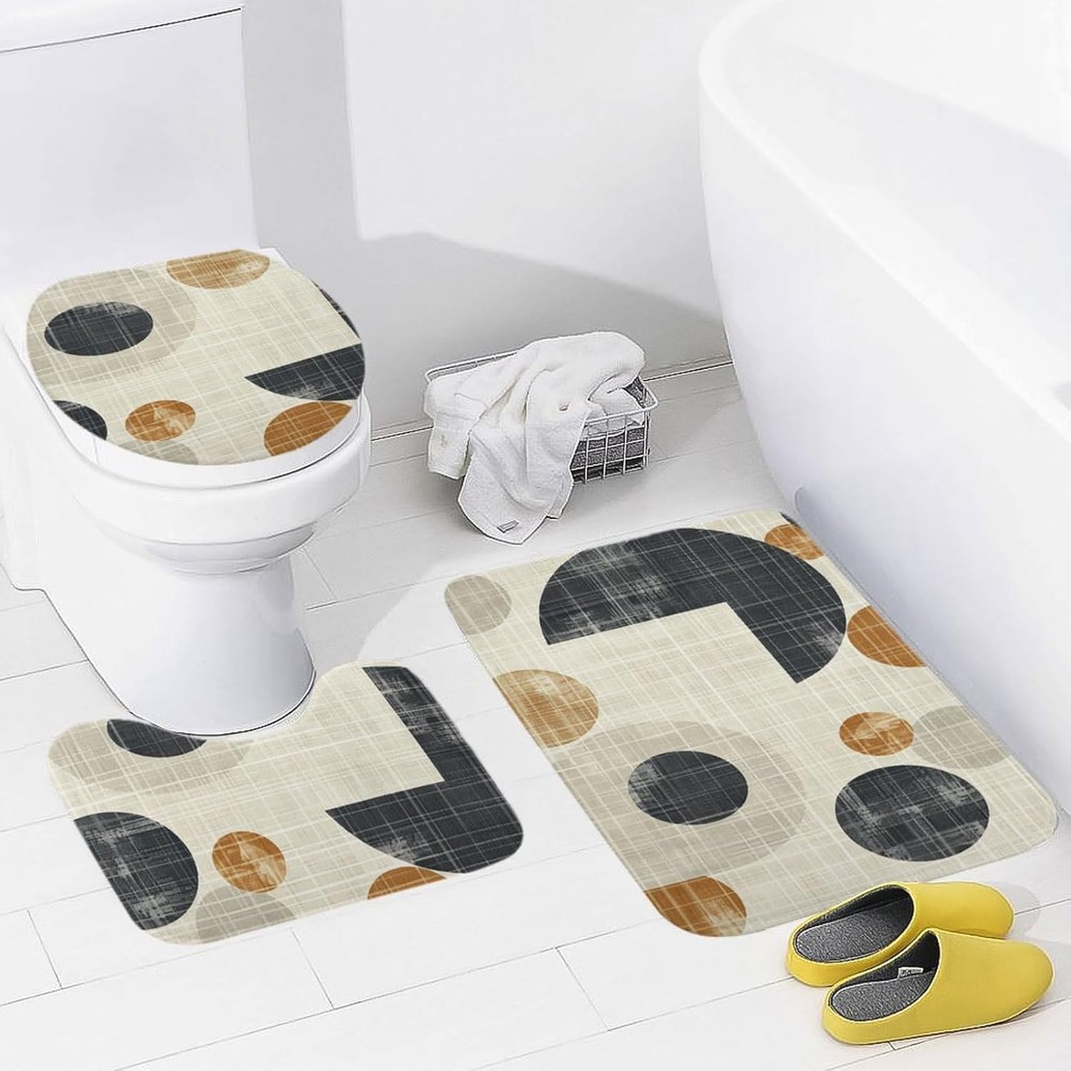 JEKYQ 3-Piece Bath Mat Set Non-Slip Bathroom Rugs