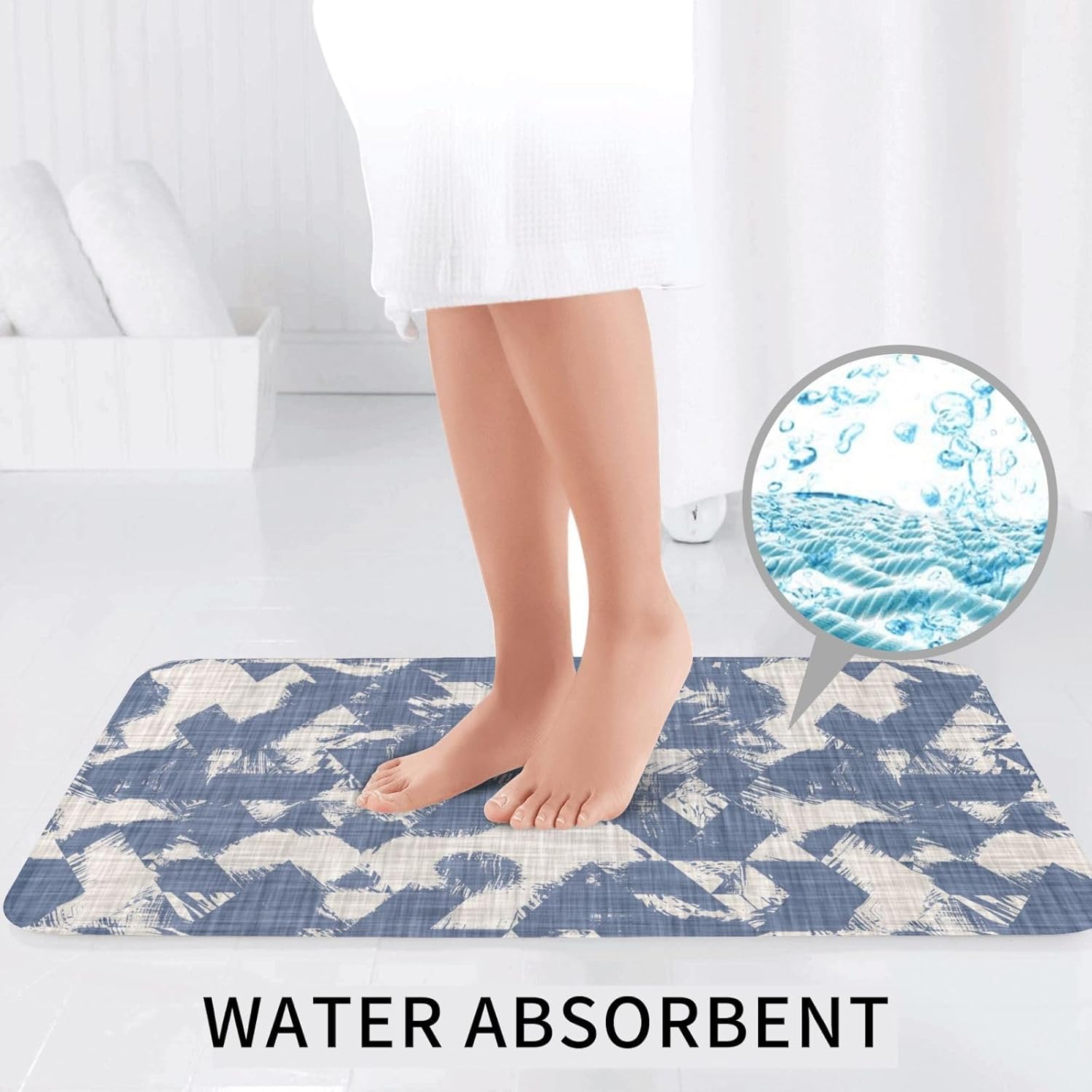 French Linen Mottled Print 3-Piece Bath Rug Set 1