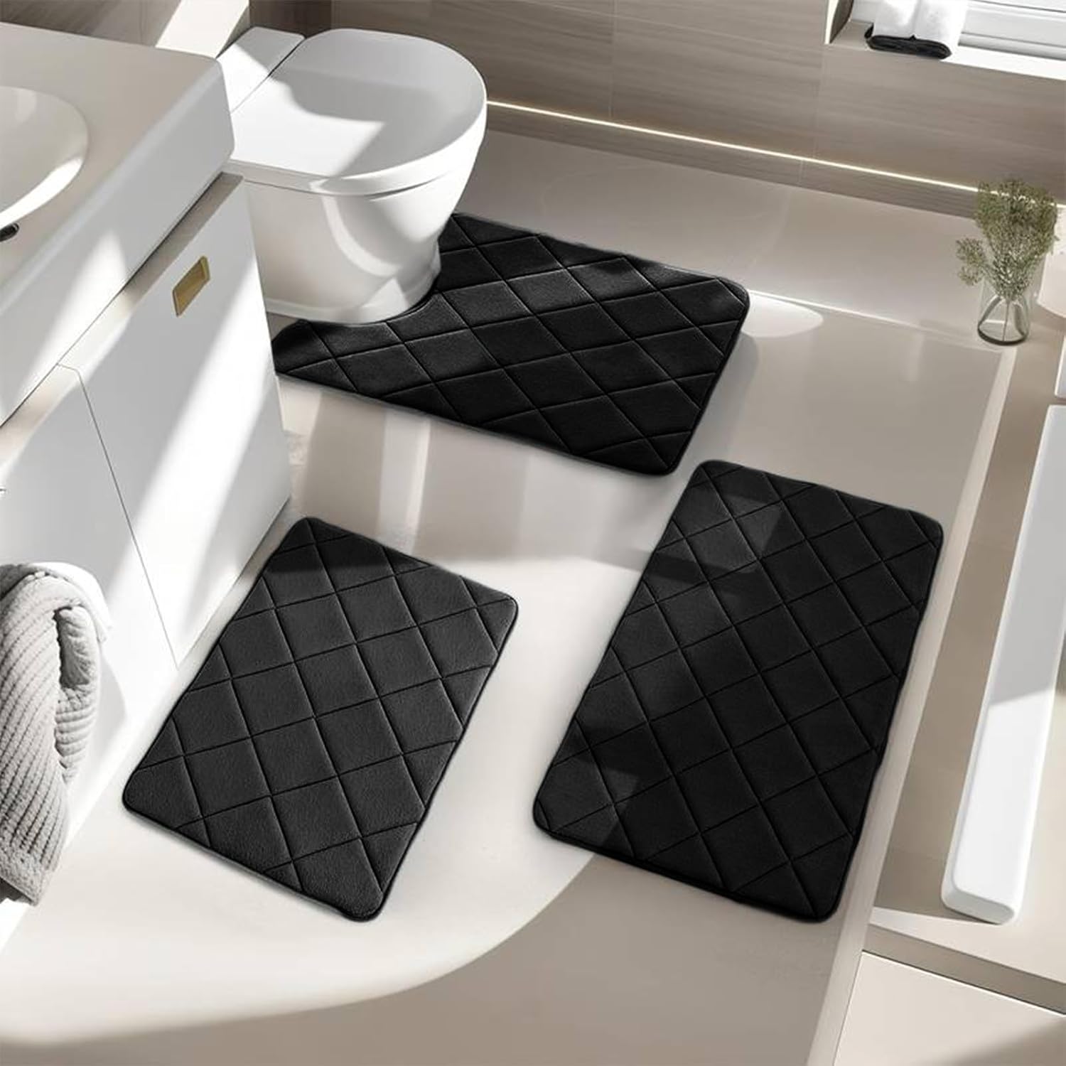 Soft Non-Slip Bath Mat Set 3 Pieces