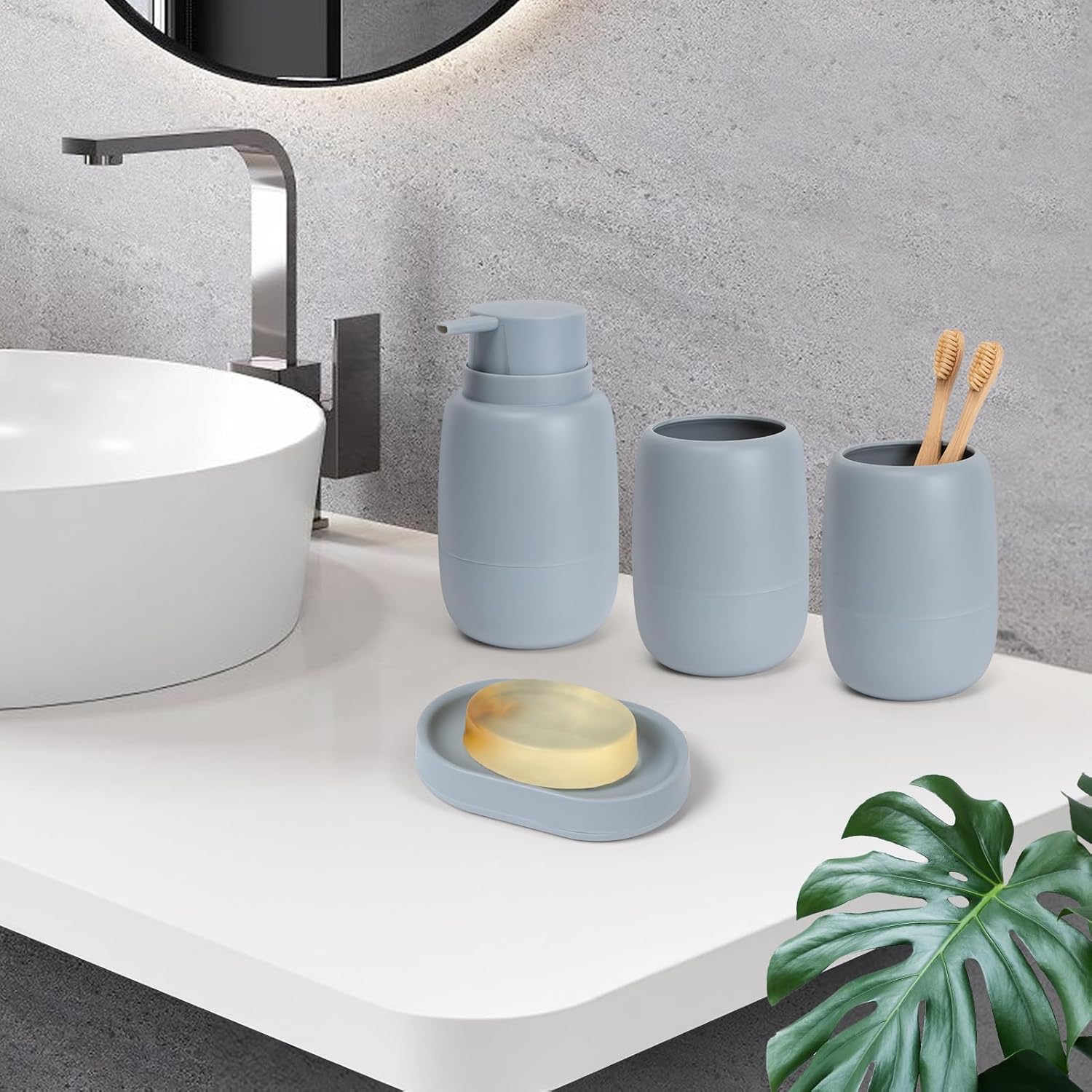 UHEY HOME 4 Piece Bathroom Accessory Set