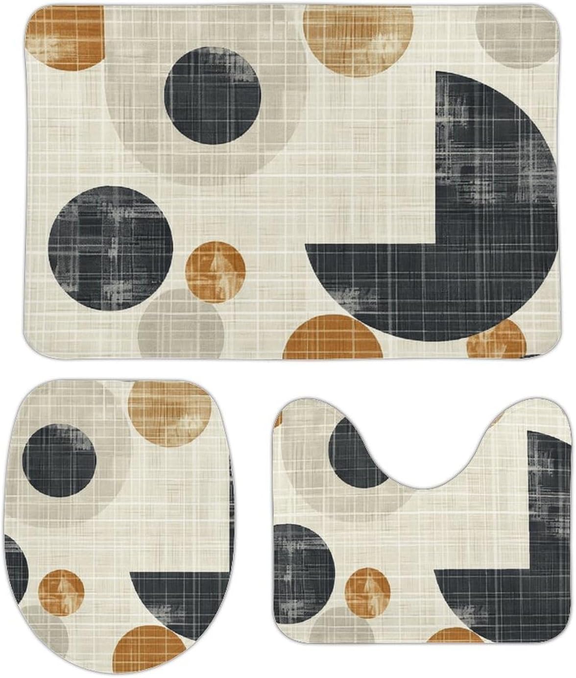 JEKYQ 3-Piece Bath Mat Set Non-Slip Bathroom Rugs