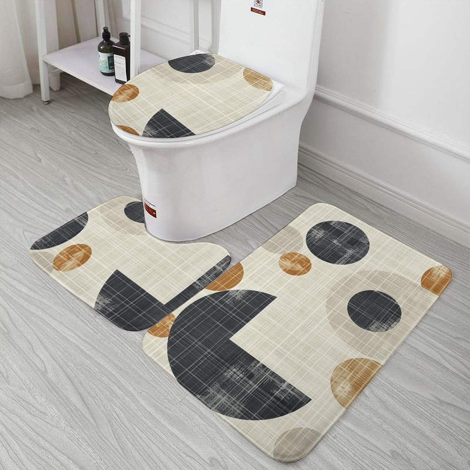 JEKYQ 3 Piece Bathroom Rug Set with Non-Slip Mats