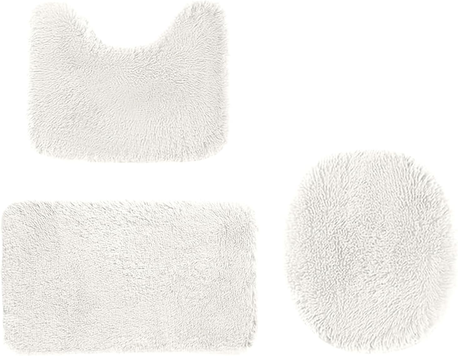 3 Piece Bath Rug Set - Non-Slip Microfiber Rugs with Rubber Backing
