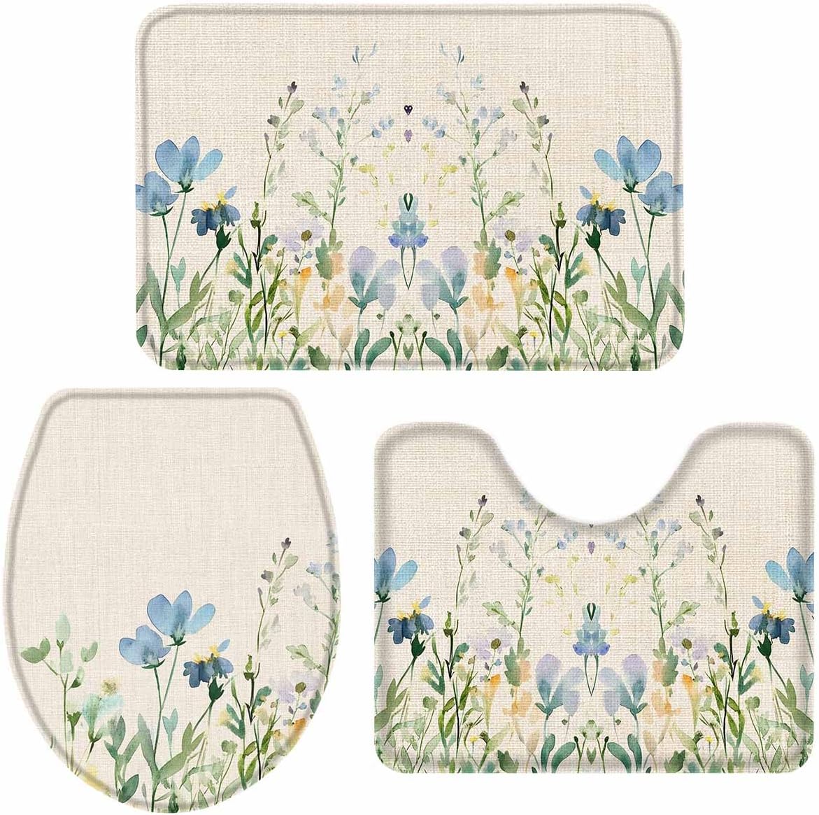 Wotrend Botanical 3 Piece Bath Rug Set
