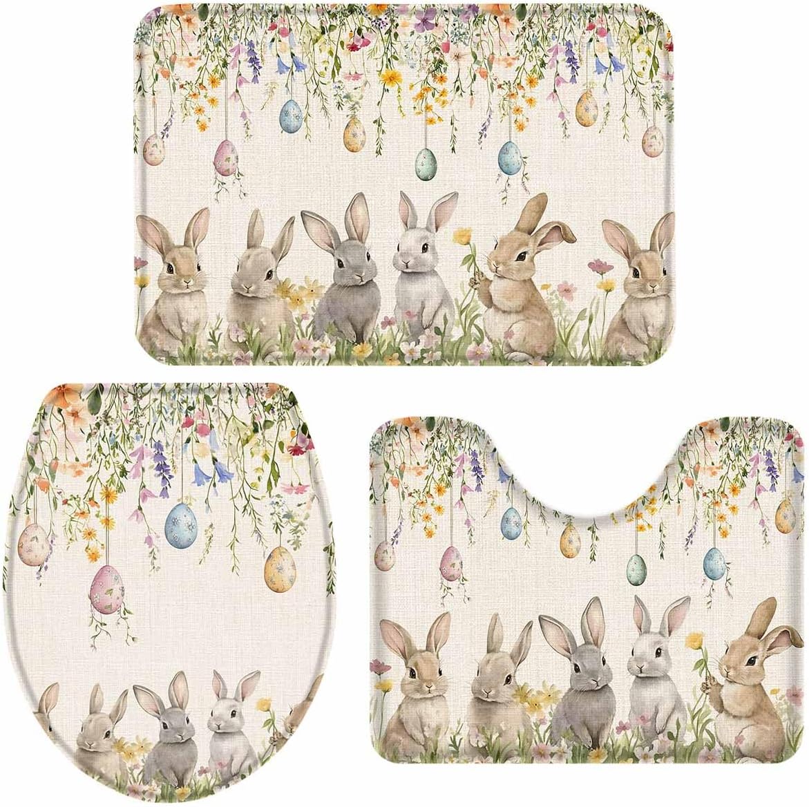 Wotrend Easter 3 Piece Bath Rugs Set