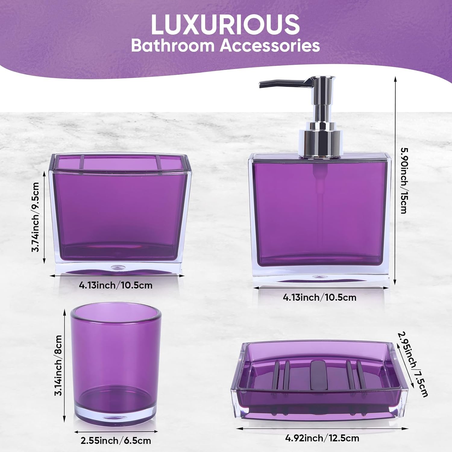 LGURT 4-Piece Premium Acrylic Bathroom Accessory Set