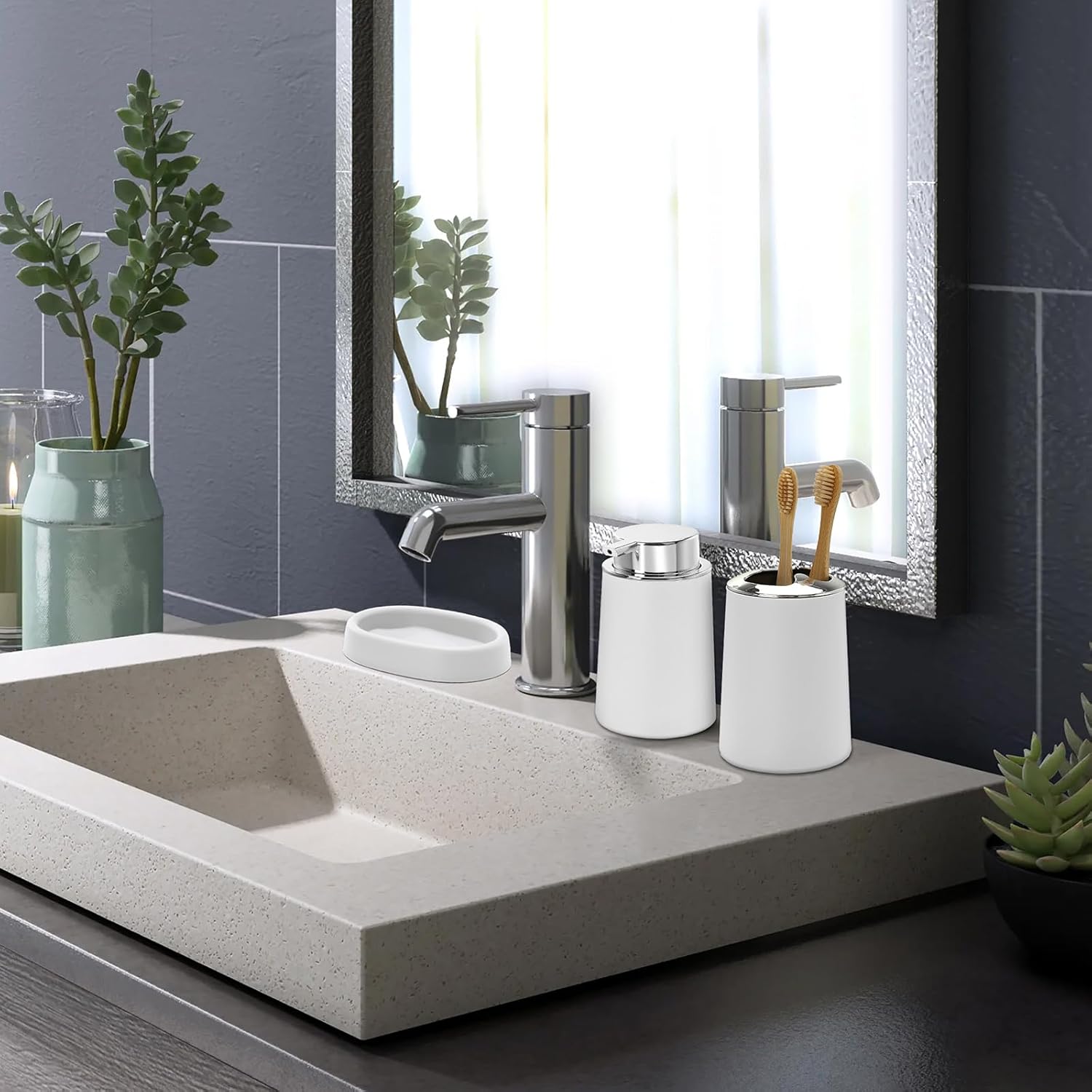 FEILANDUO 4 Pcs Bathroom Accessory Set