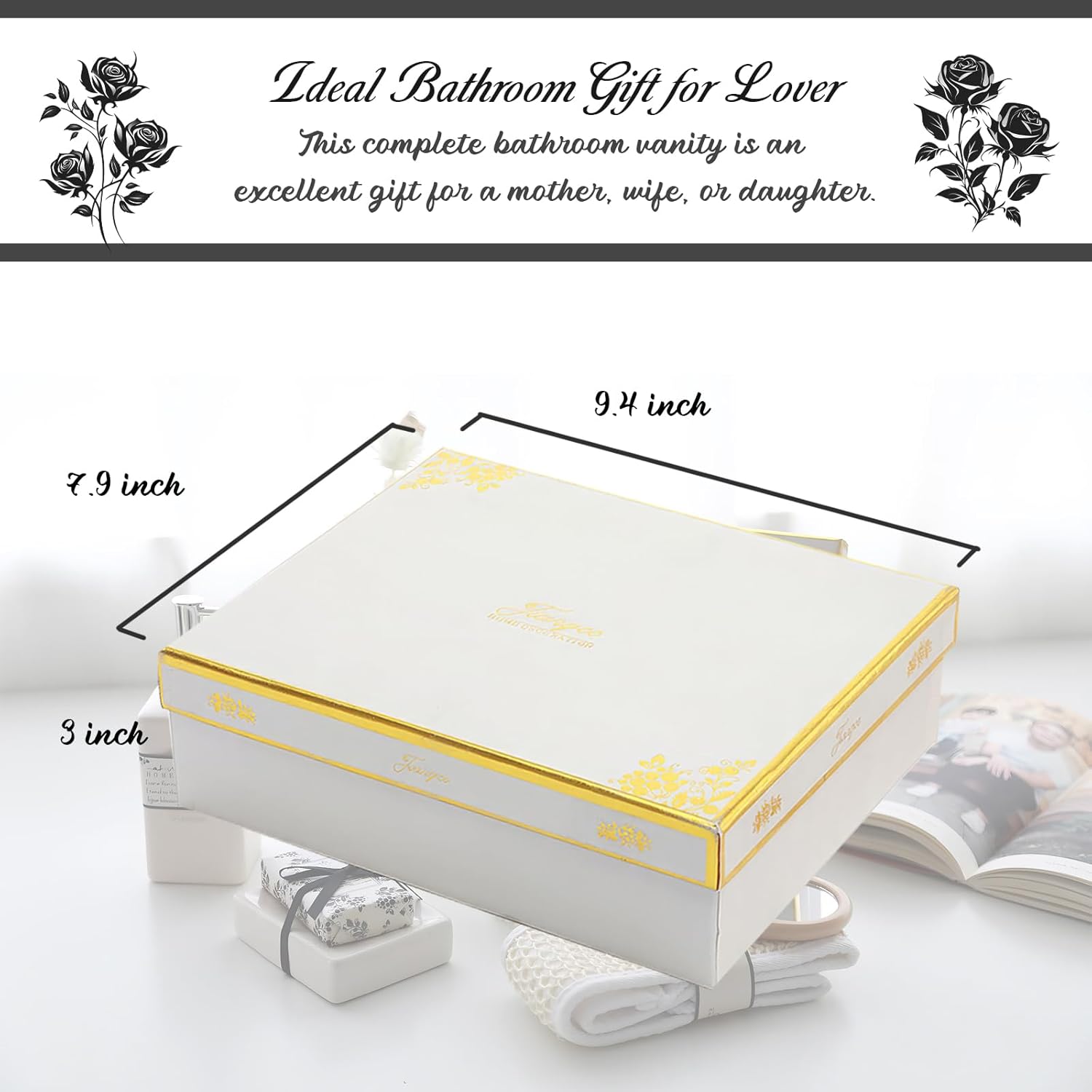 WREWING 6 Pcs White Ceramic Bathroom Shower Set
