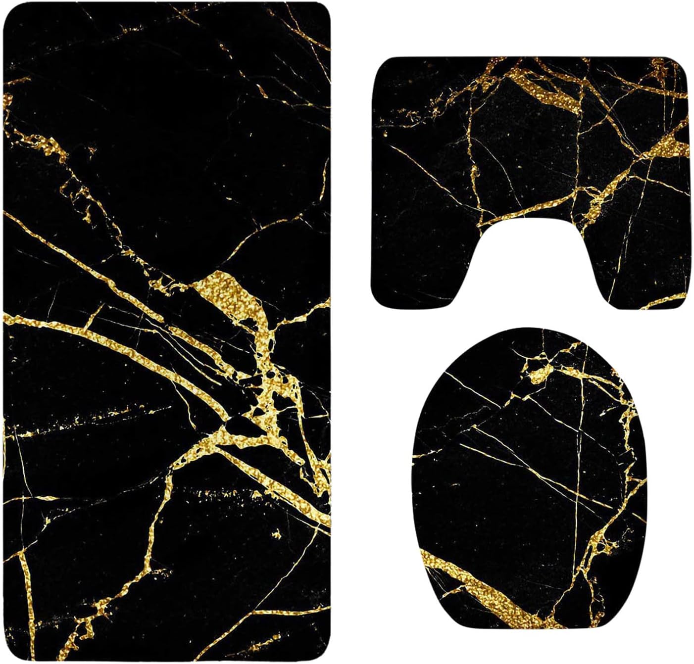 LLXIAO Non-Slip 3-Piece Bathroom Rug Set