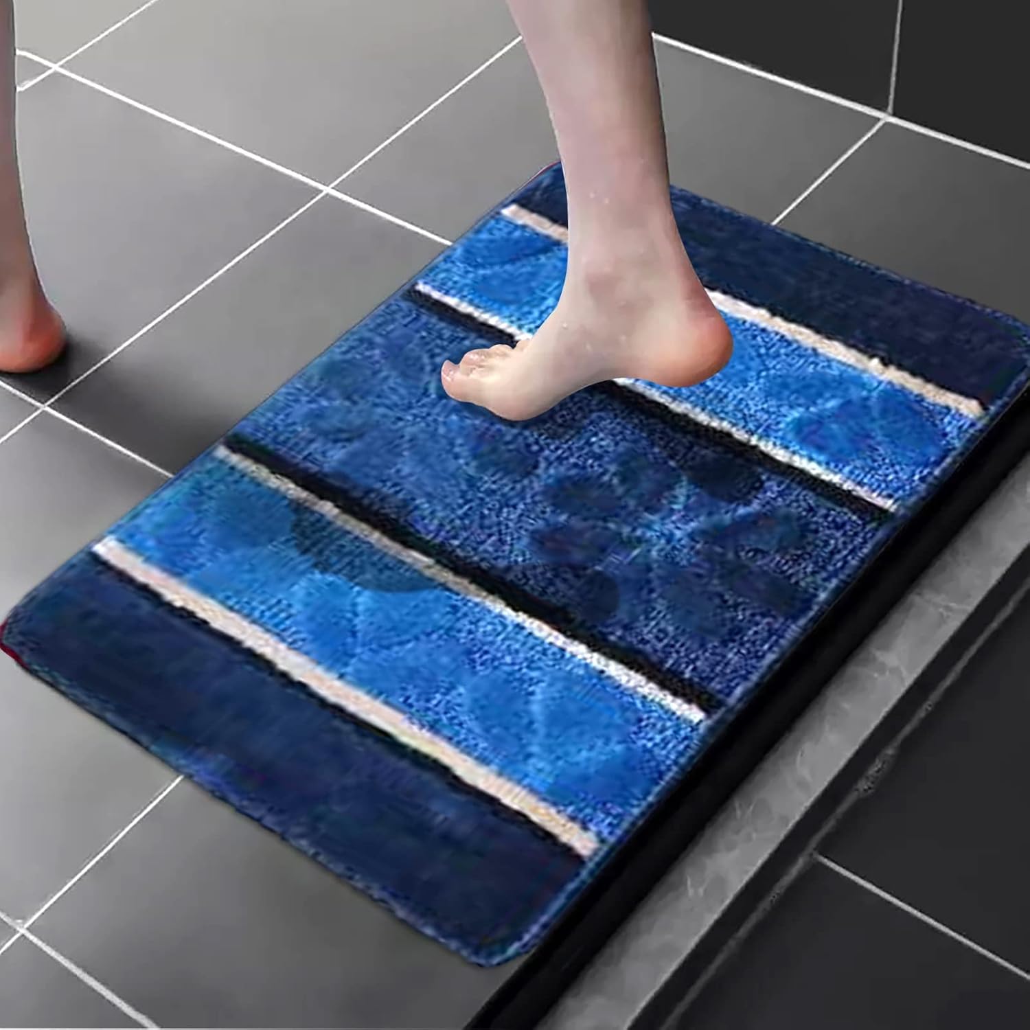 BH Home Linen 3 Pcs Oversized Geometric Shaggy Bath Rug Set