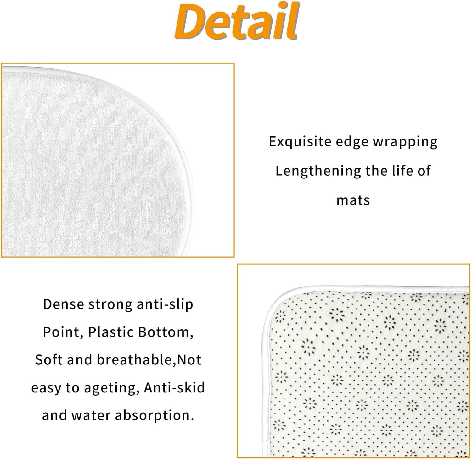 French Linen Mottled Print 3-Piece Bath Rug Set 1