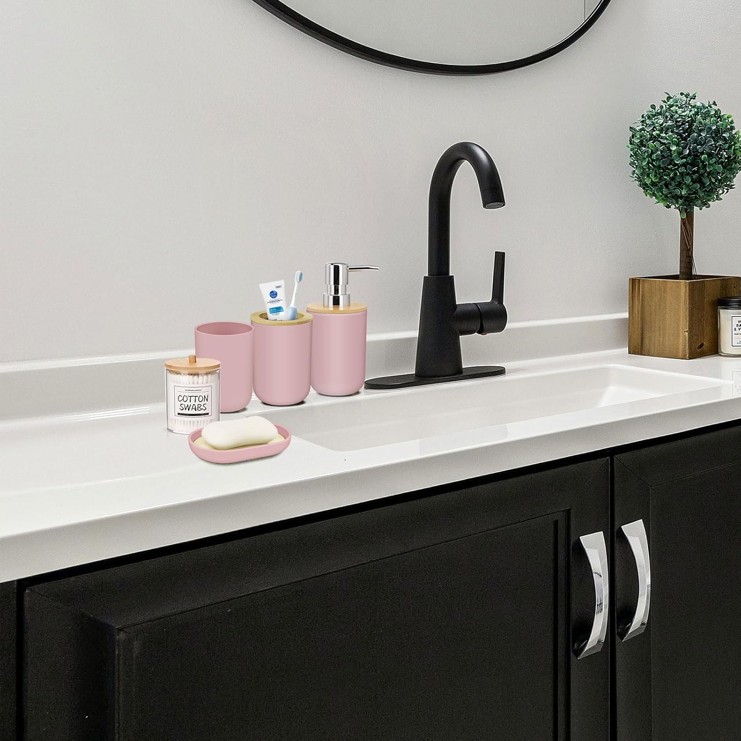 IMAVO Pink Bathroom Accessories Set 5 Piece