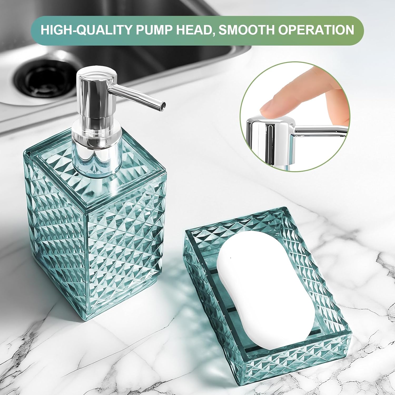 Samhe 4 Pcs Blue Plastic Bathroom Accessory Set