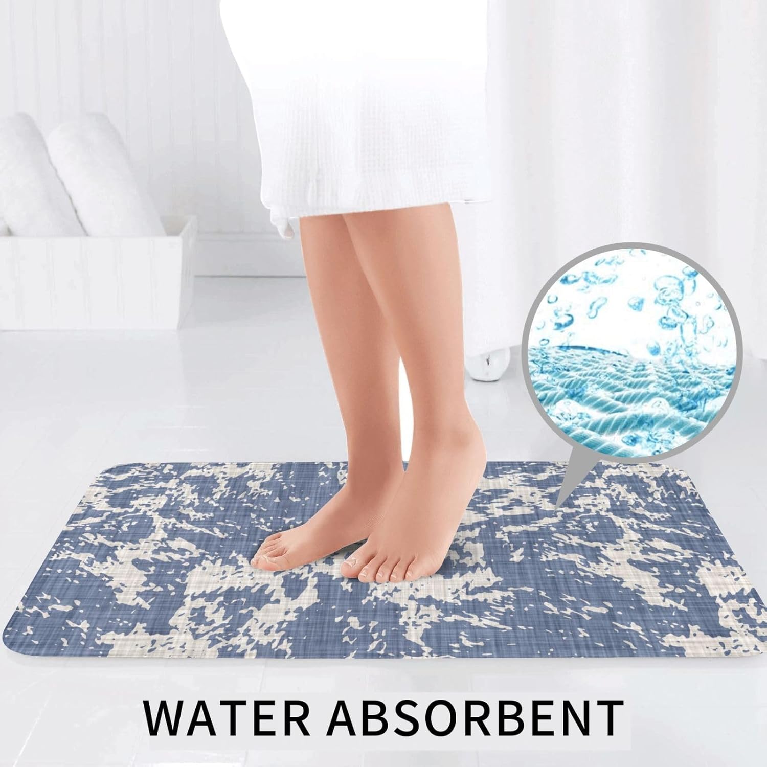 French Linen Mottled Print 3-Piece Bathroom Rug Set
