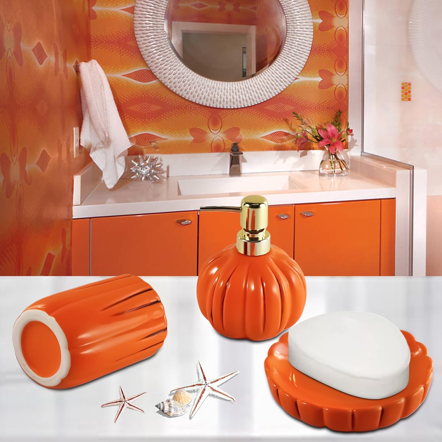YabcY Pumpkin Bathroom Accessories Set 3PC 1