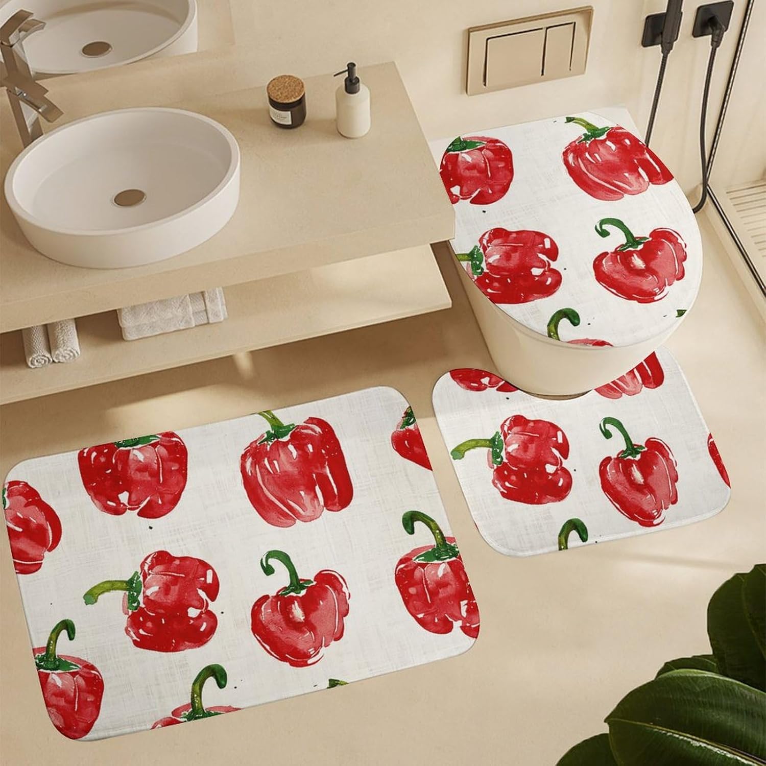 3 Piece Ultra Soft Bathroom Rugs Set with Non-Slip Mats
