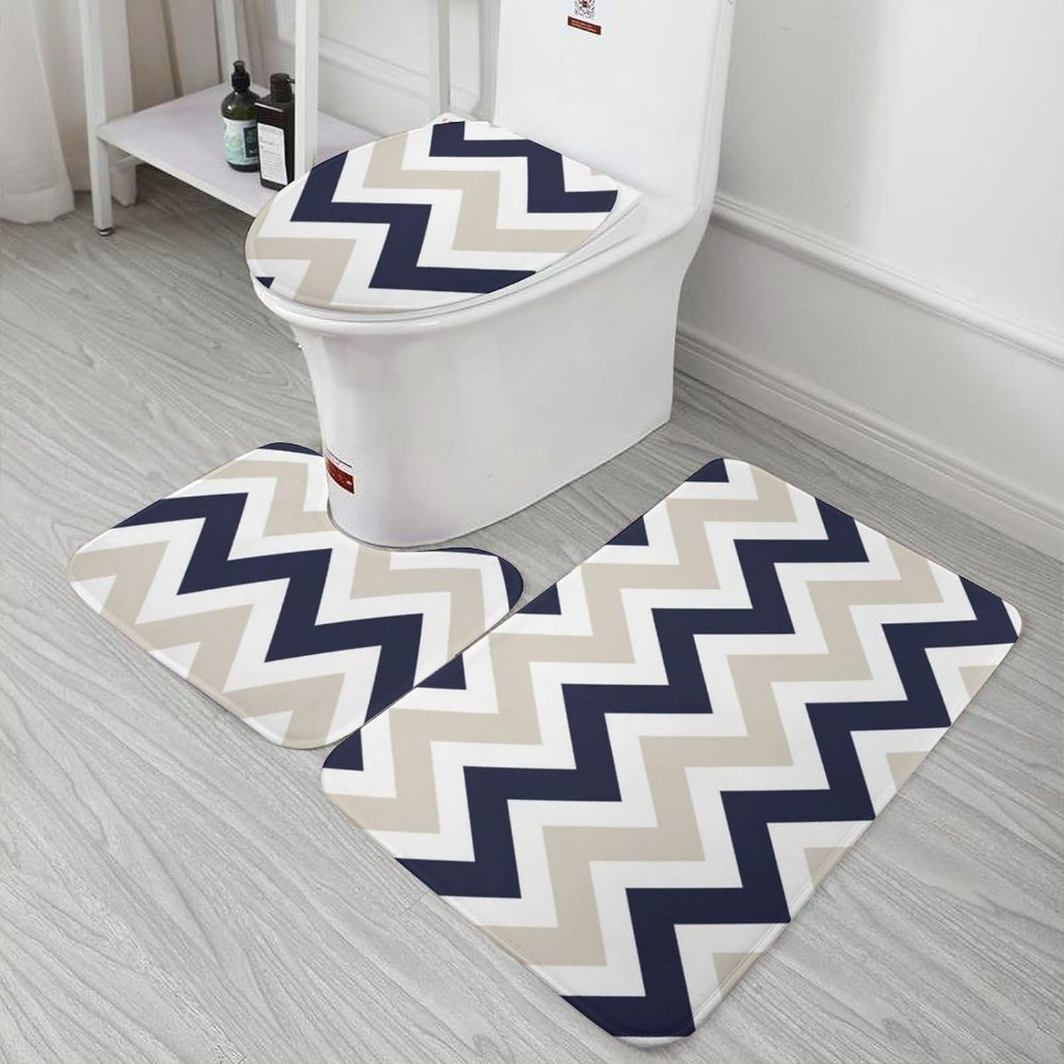 Curdesi 3 Piece Chevron Bath Mat Set