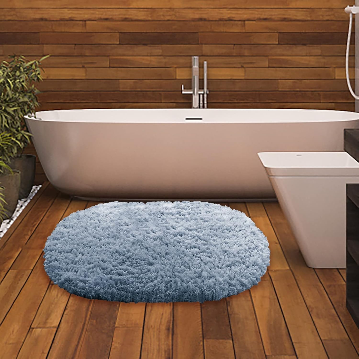 Gooddyiyukey Non-Slip Bath Rug Set 27x18 Inch Microfiber Plush