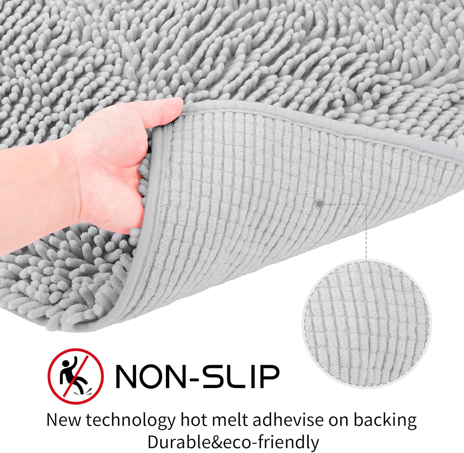 Light Gray 2-Piece Chenille Bath Rug Set 1