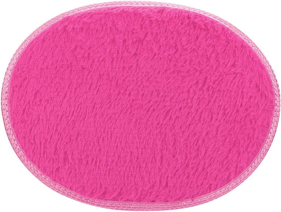 QAZIUY 16x12 Inch Non Slip Bath Mat - Soft Microfiber Shaggy Hot Pink