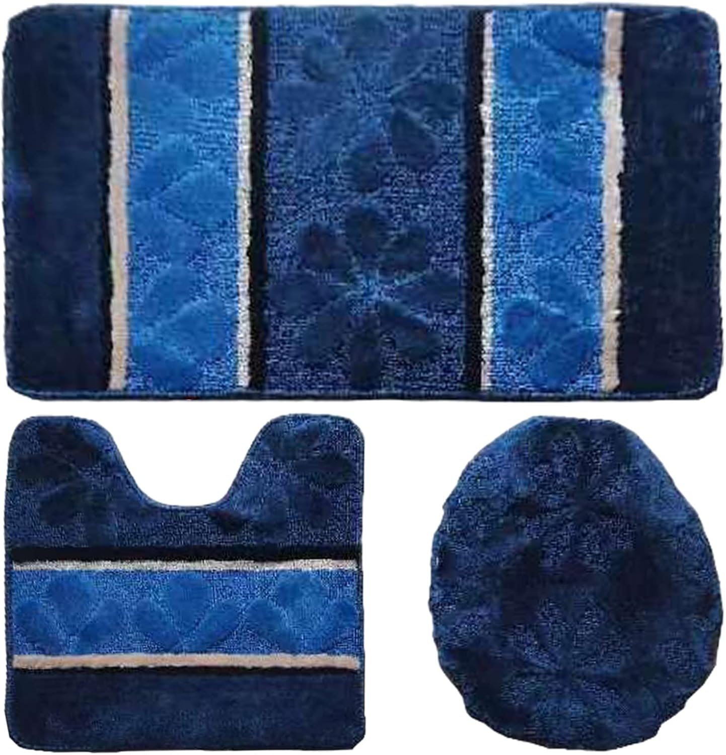 BH Home Linen 3 Pcs Oversized Geometric Shaggy Bath Rug Set