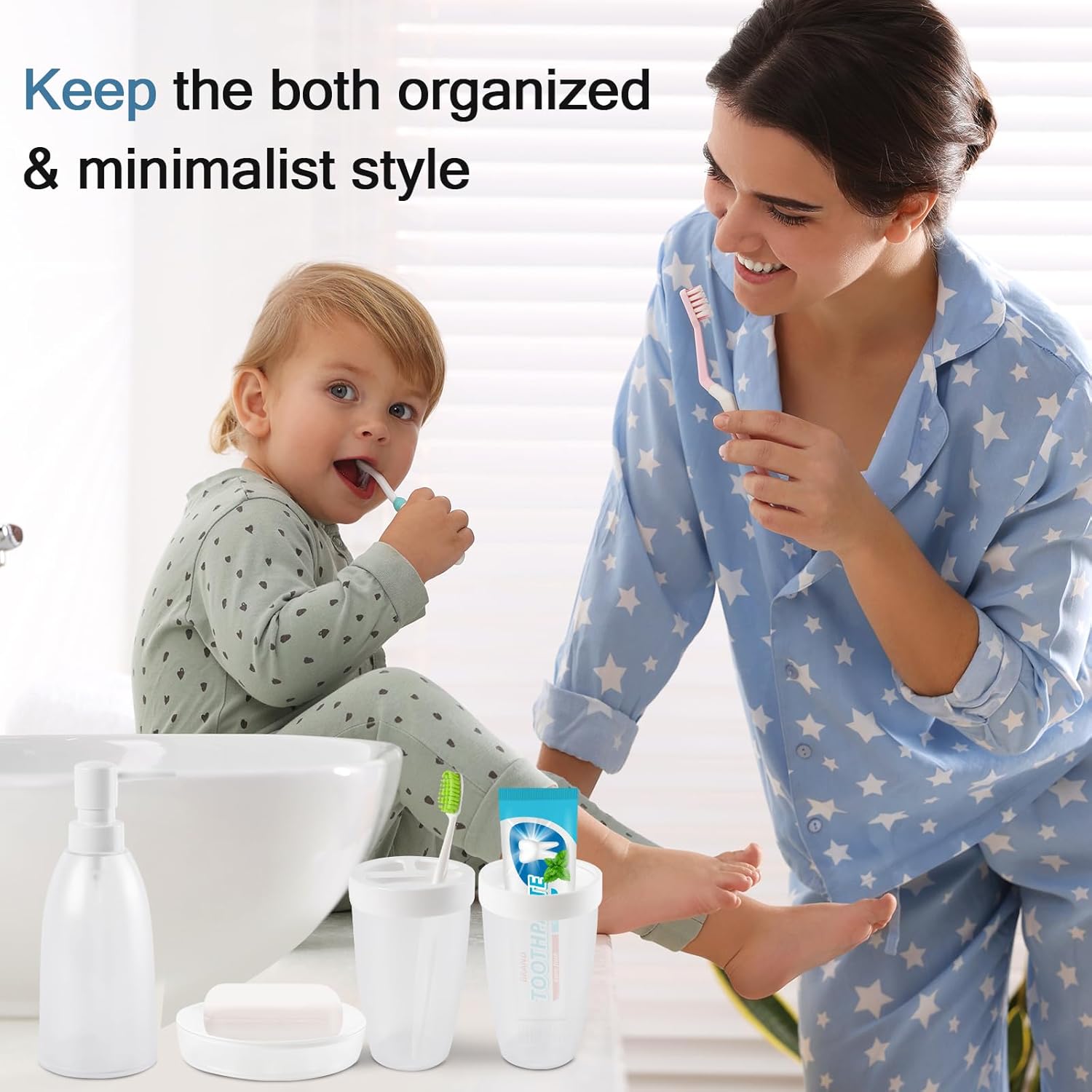 FACULX 8-Piece Bathroom Accessories Set White