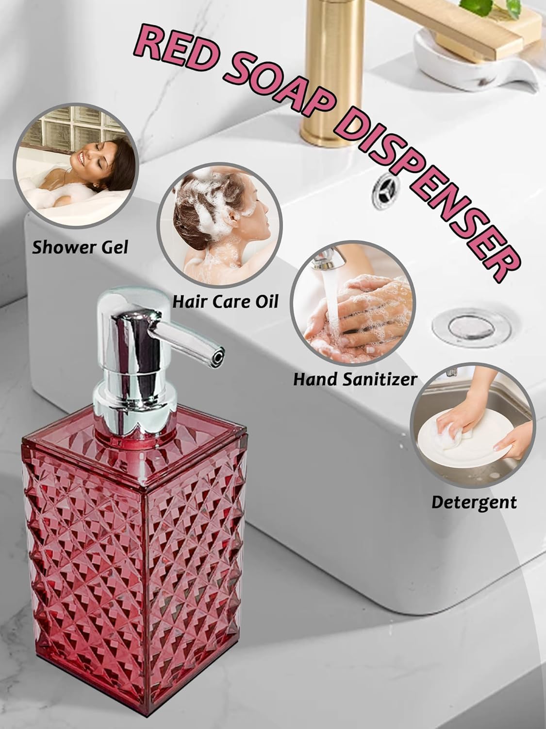 Cevly 4-Piece Bathroom Accessories Set Acrylic Fuchsia