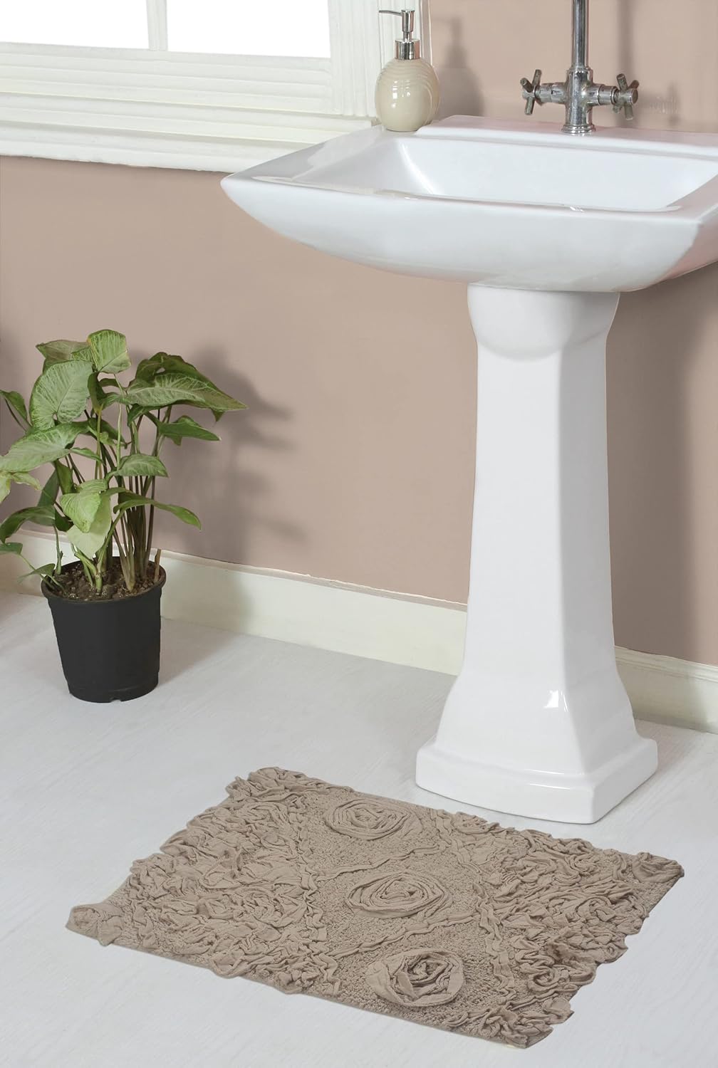 Home Weavers Modesto Bath Rug Set 100 Cotton 17x24 Rectangle Non-Slip