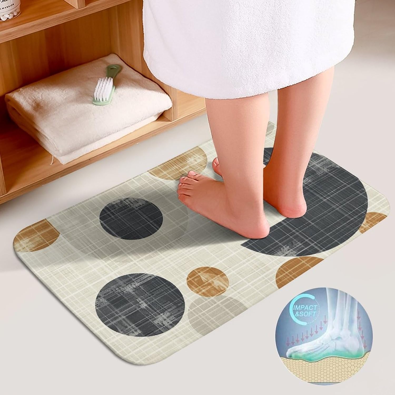 JEKYQ 3 Piece Bathroom Rug Set with Non-Slip Mats