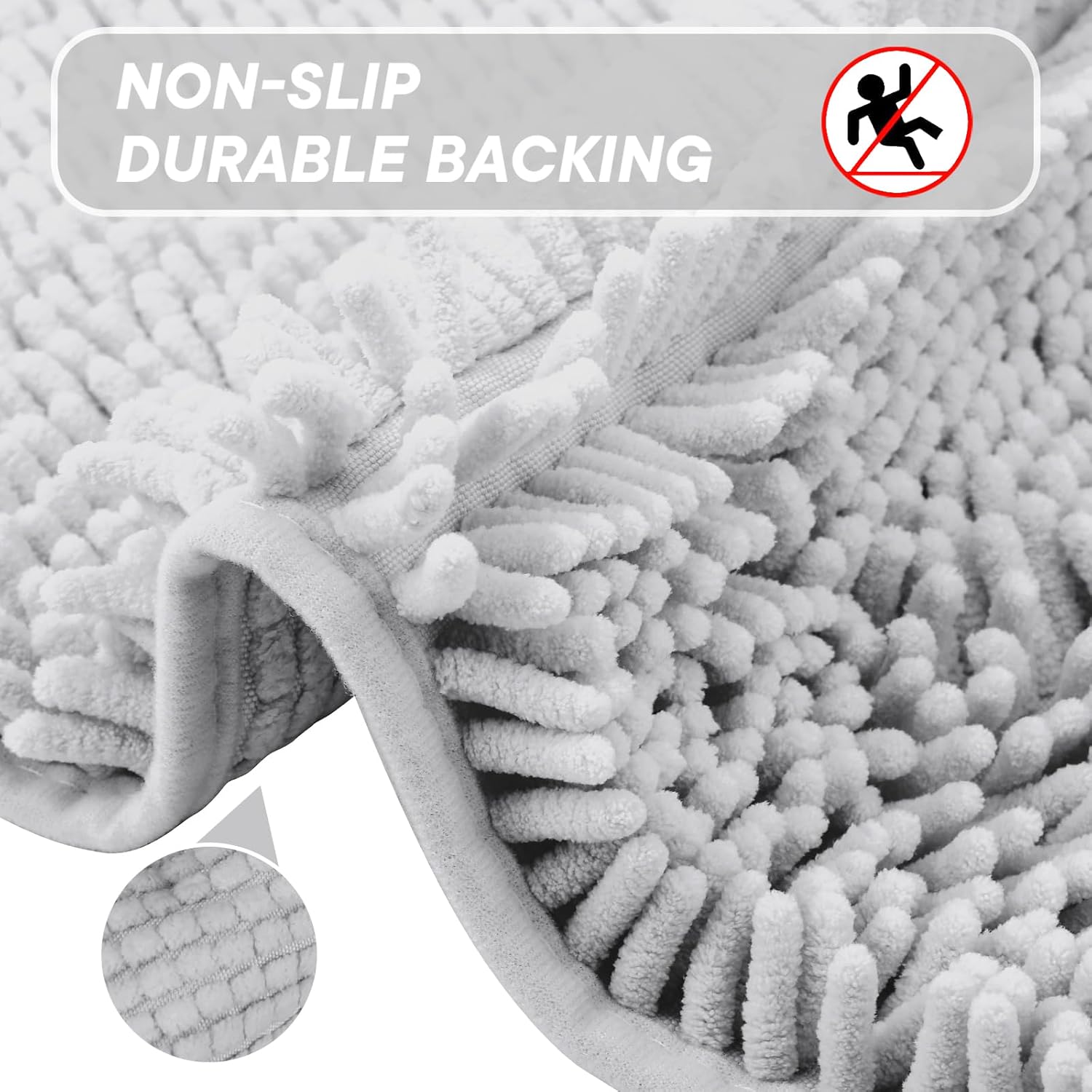 Light Gray 2-Piece Chenille Bath Rug Set 1