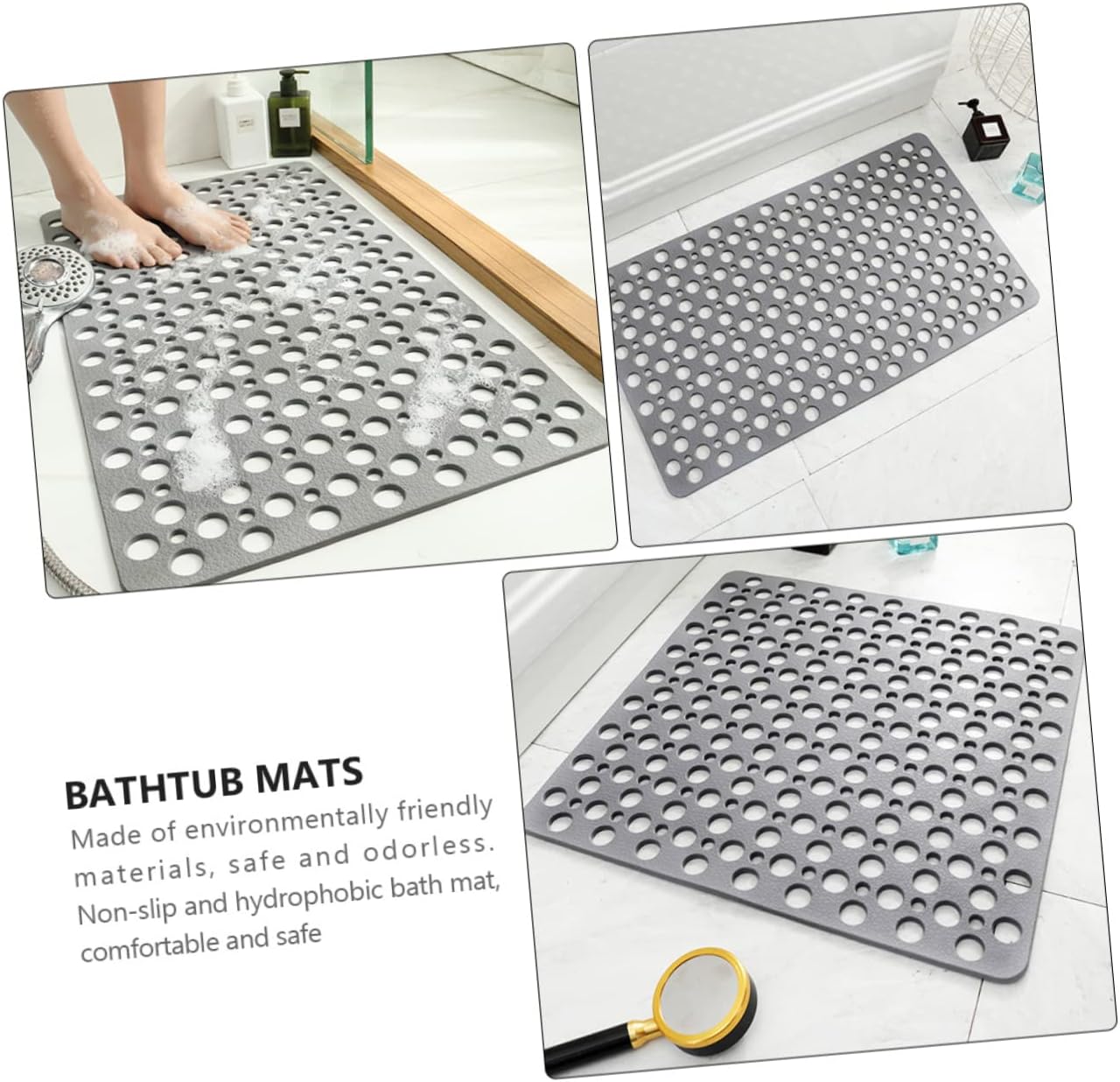 VOSAREA Non-Slip TPE Bath Mat with Suction Cups