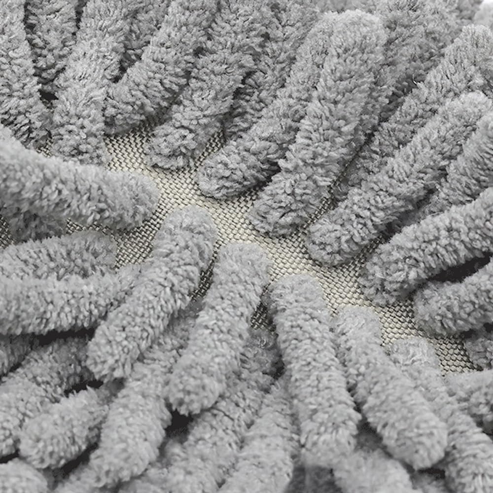 CHENSHUO Semi Circle Bath Rug 2 Pack Grey Non Slip Chenille Mats