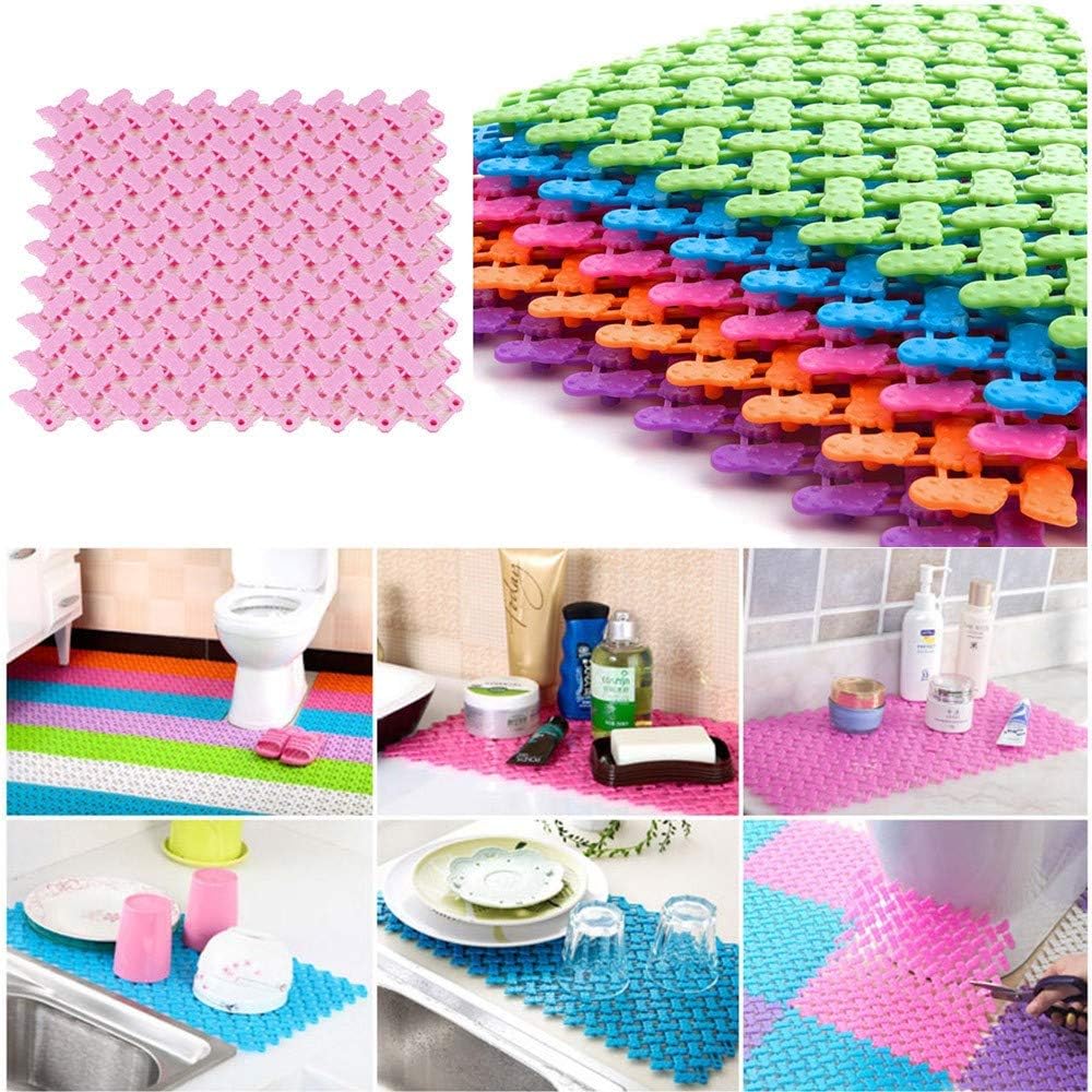 Scceatti 10x10in Waterproof Bath Mat Non-Slip White Blue Design