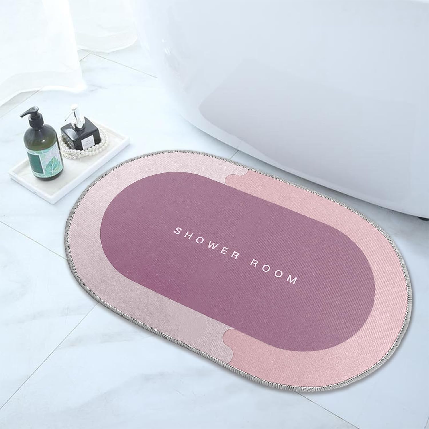 Quick Absorption Bathroom Mat with Non-Slip Rubber Backing Pink