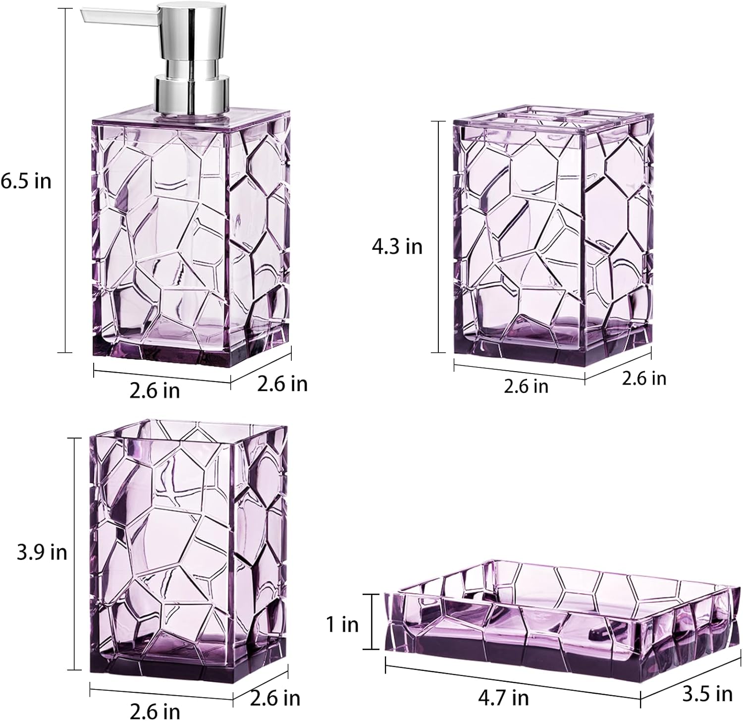 Oyydecor Acrylic 4Pcs Bathroom Accessory Set