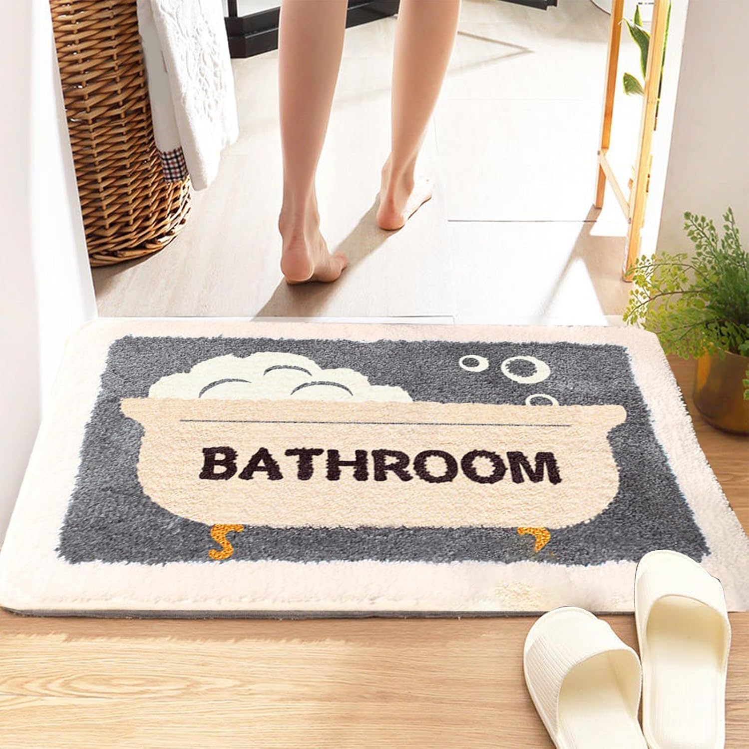 Thick Soft Microfiber Bath Rug 19x26in Non-Slip