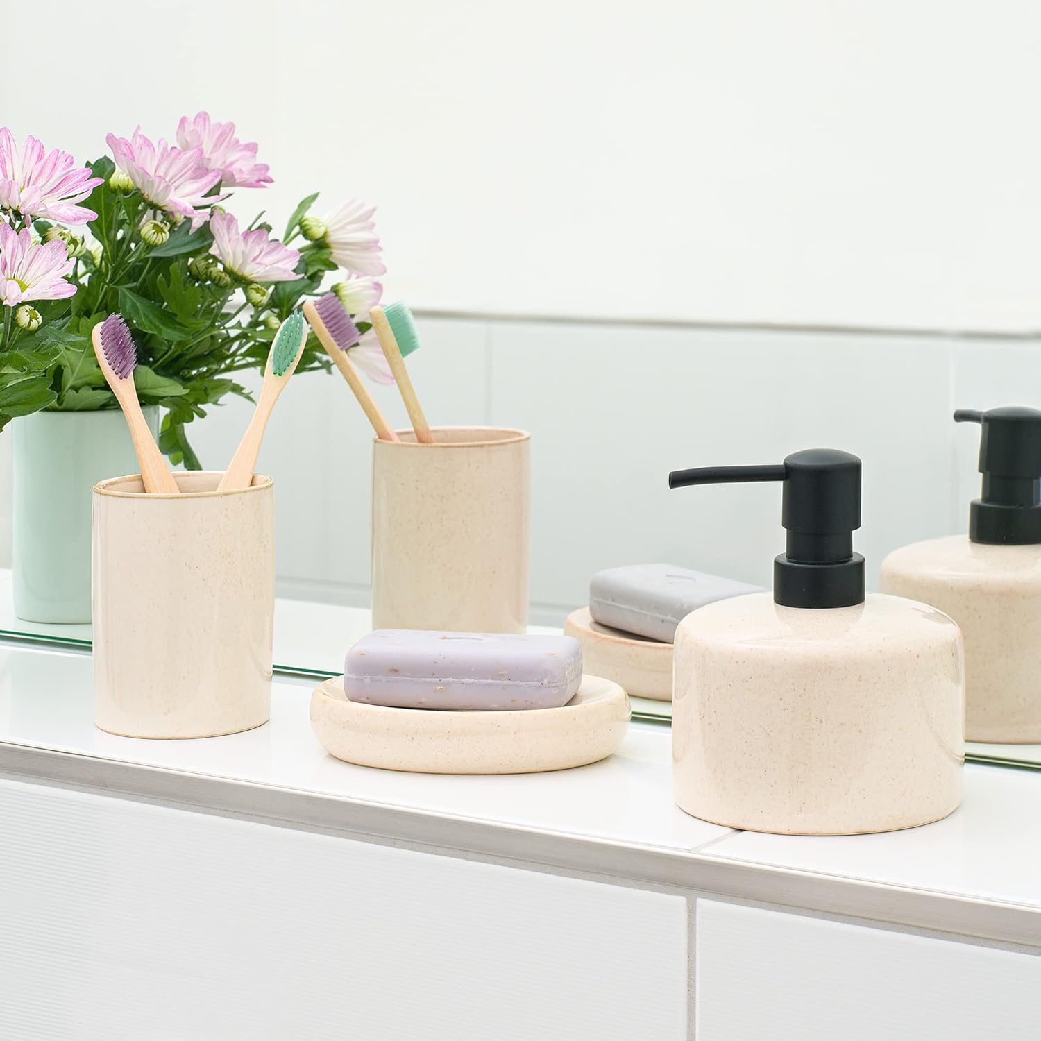 Navaris Ceramic Bathroom Accessories Set 3 Pieces