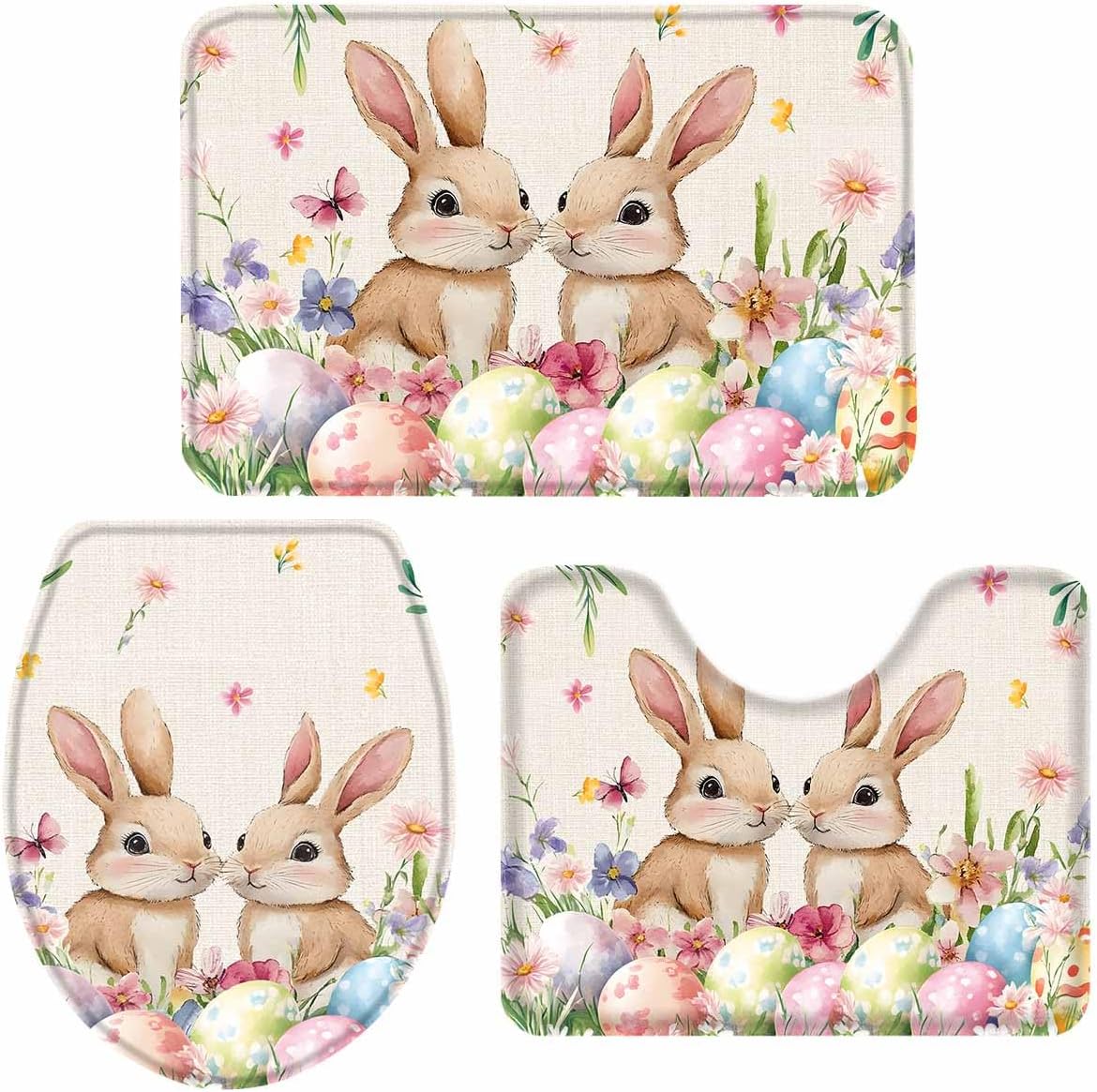Wotrend Easter 3 Piece Bath Rug Set