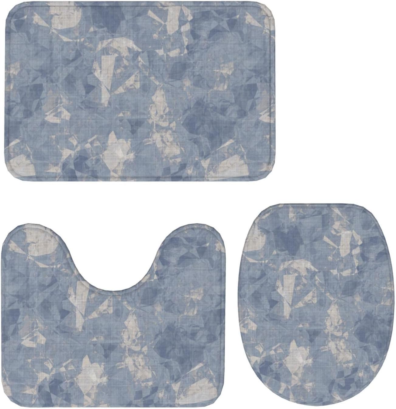 French Linen Print 3-Piece Bath Mat Set