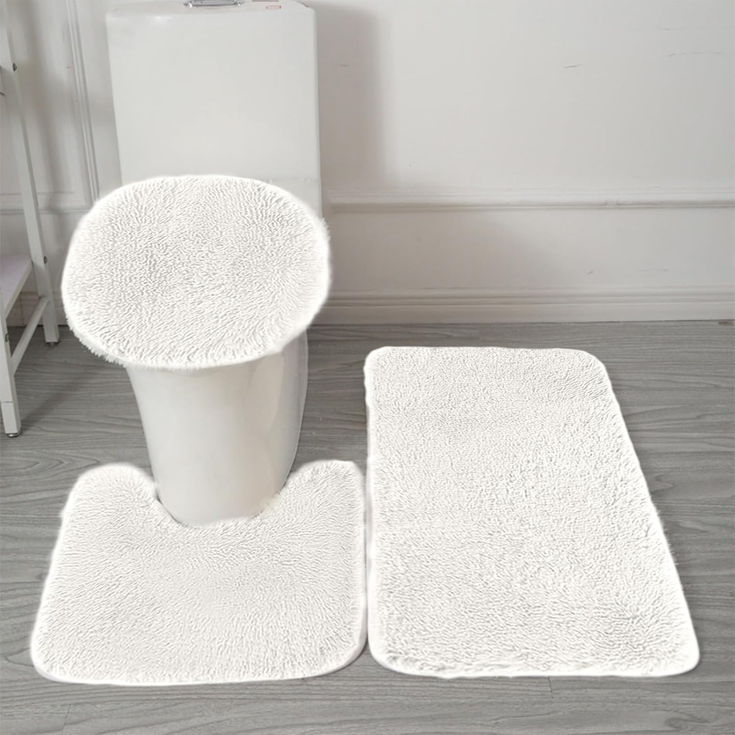 3 Piece Bath Rug Set - Non-Slip Microfiber Rugs with Rubber Backing