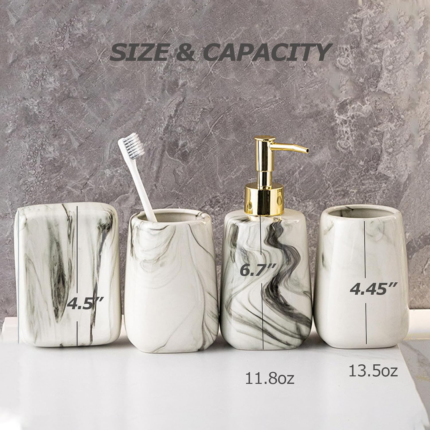 Tmore Ceramic Bathroom Accessory Set 4 Pcs Modern Design