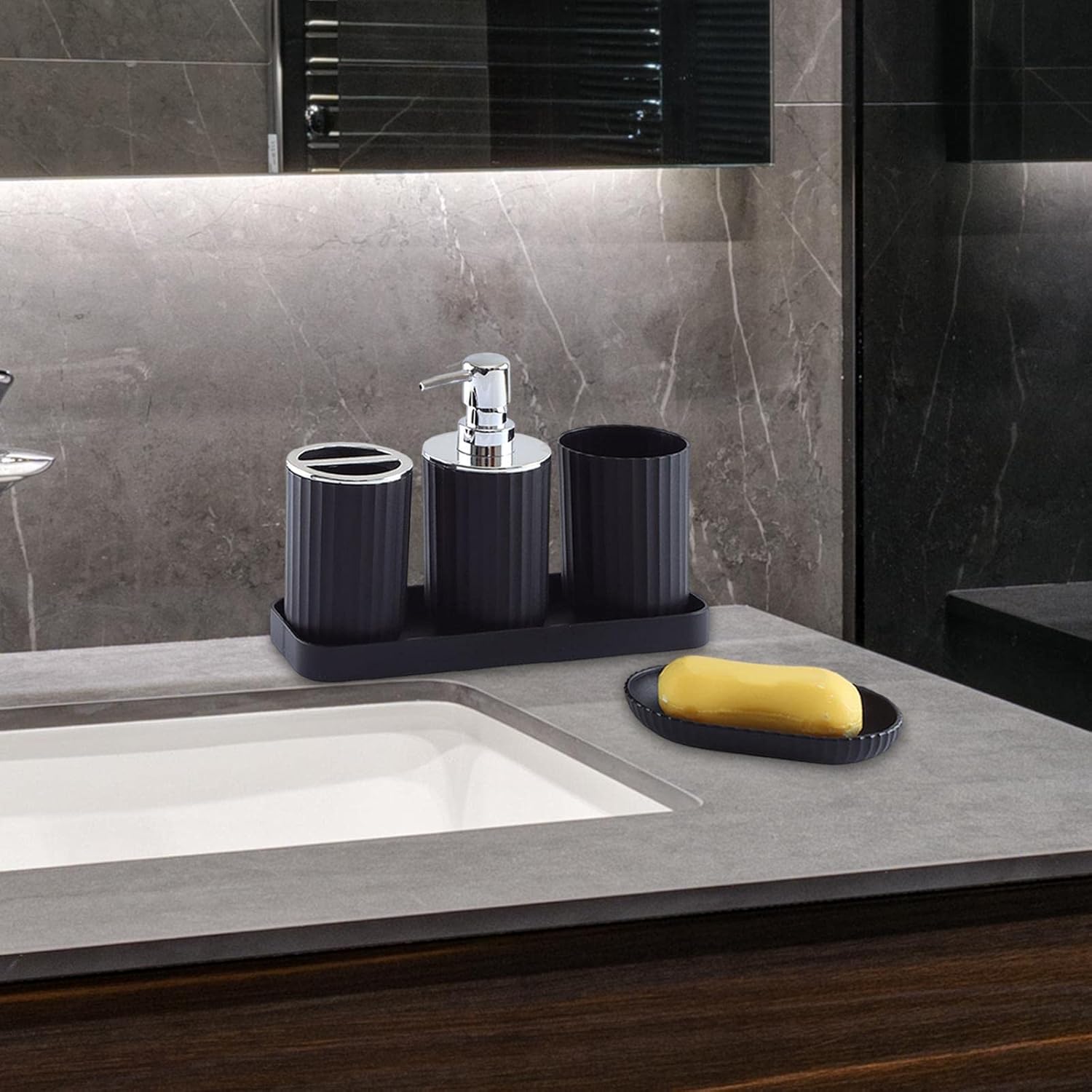 Bothyi 5 Piece Modern Bathroom Accessory Set Black