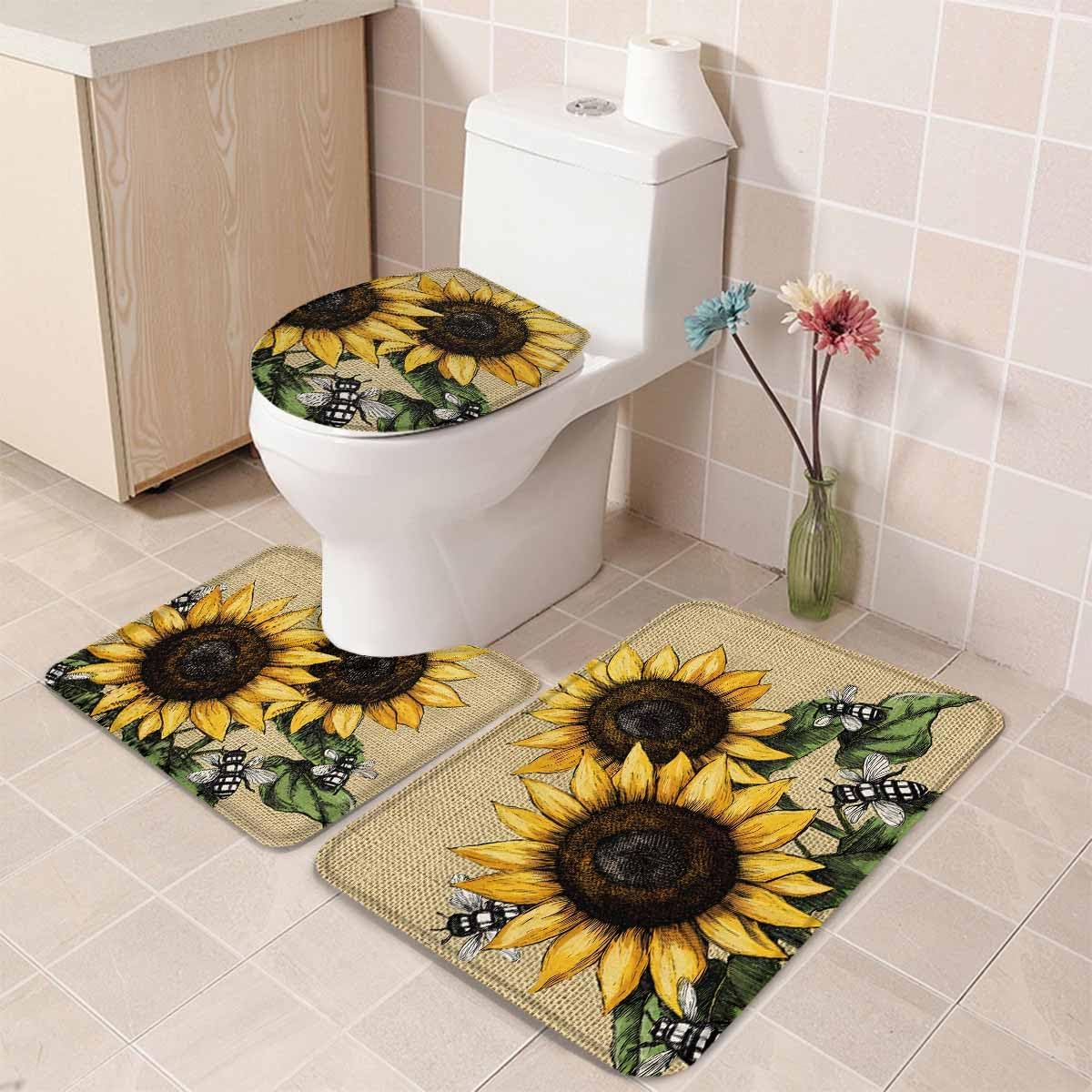 Wotrend Sunflower Bath Rug Set 3 Piece