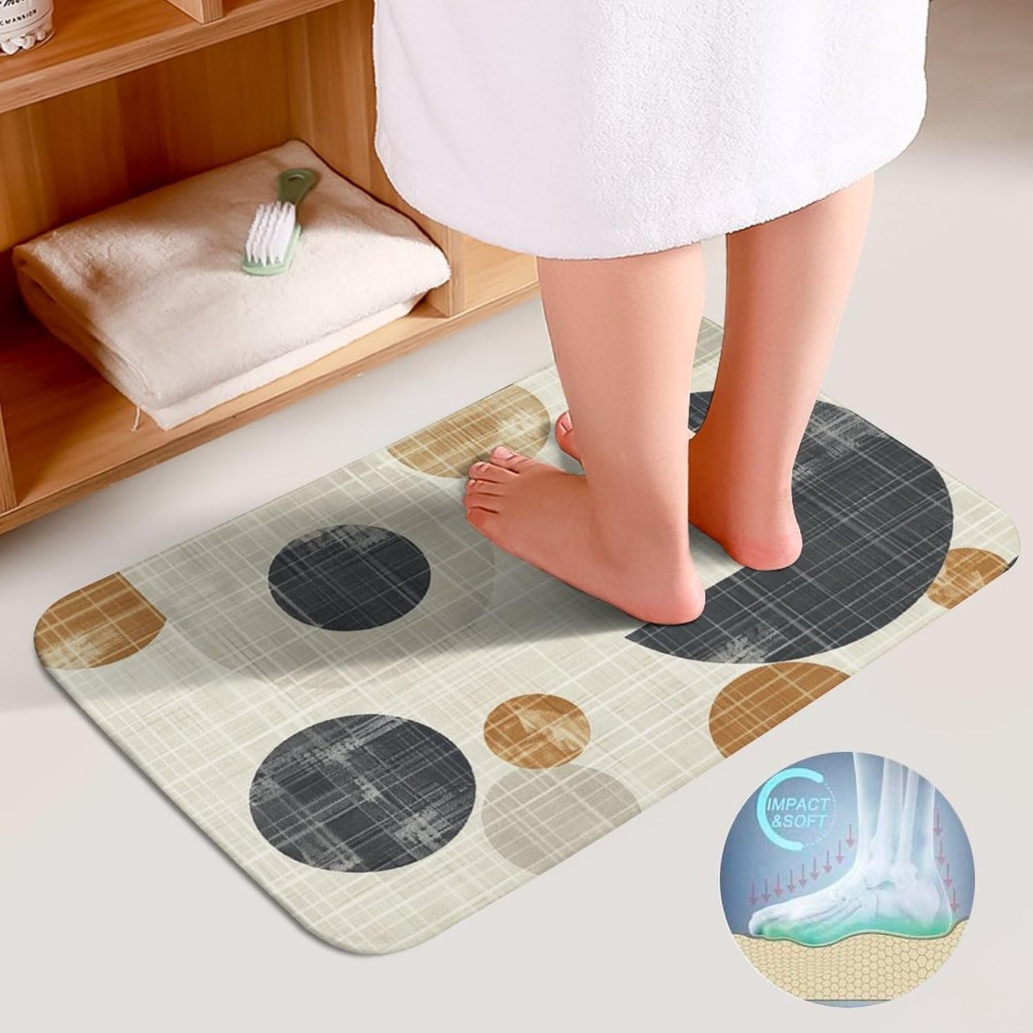 JEKYQ 3-Piece Bath Mat Set Non-Slip Bathroom Rugs
