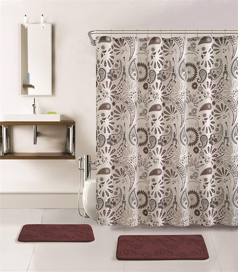 Ultra Soft Memory Foam Bath Rug Shower Set 15 Piece