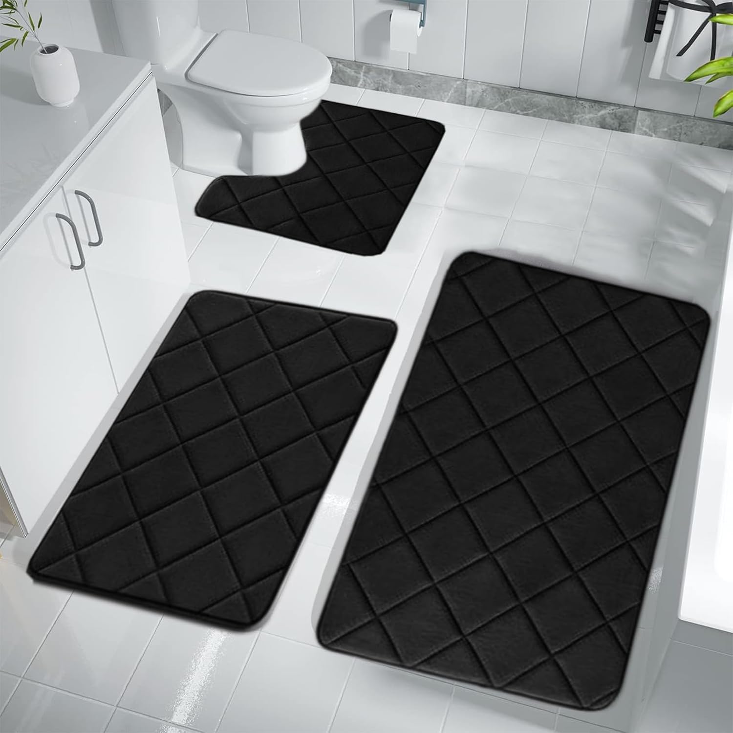 Soft Non-Slip Bath Mat Set 3 Pieces