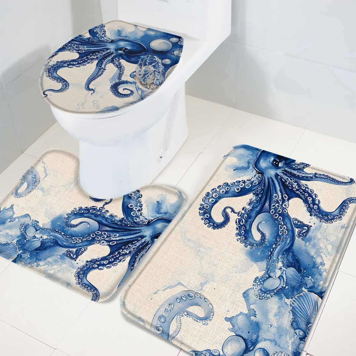 Wotrend Octopus 3-Piece Bath Rug Set