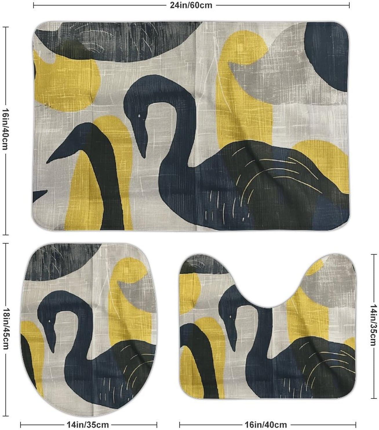 Premium 3-Piece Bathroom Rug Set with Non-Slip Backing