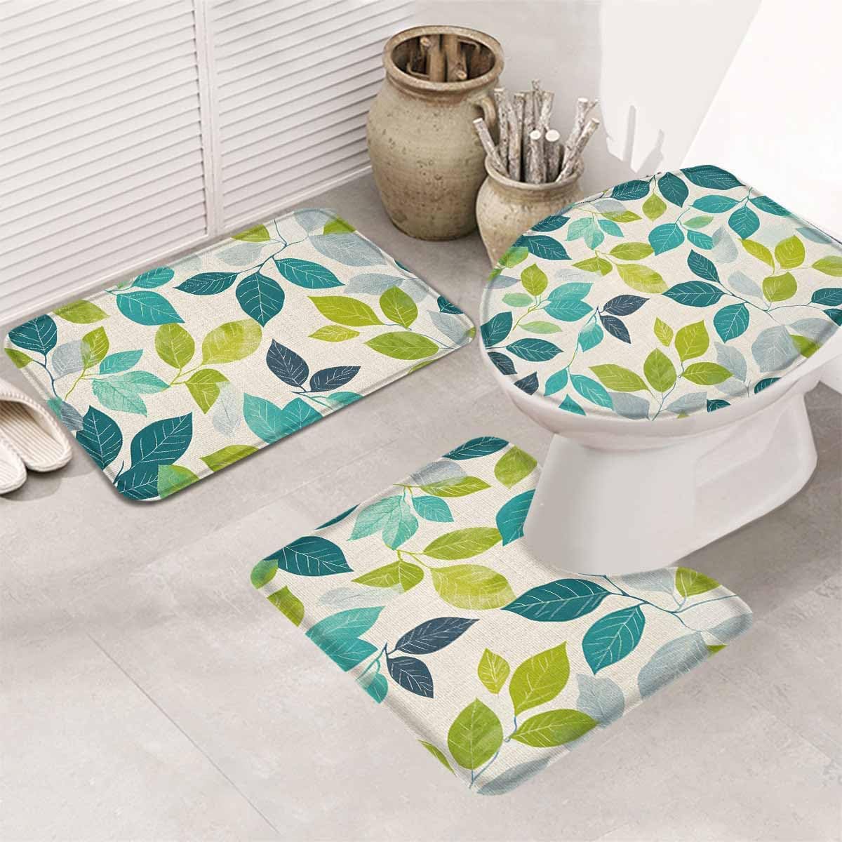 Wotrend Leaf 3 Piece Bath Rug Set